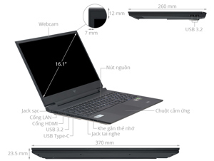 Laptop HP Victus 16-e1107AX 7C140PA - AMD Ryzen R5-6600H, 8GB RAM, SSD 512GB, Nvidia GeForce RTX 3050 4GB GDDR6, 16.1 inch