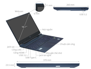 Laptop HP Victus 16-e1107AX 7C140PA - AMD Ryzen R5-6600H, 8GB RAM, SSD 512GB, Nvidia GeForce RTX 3050 4GB GDDR6, 16.1 inch