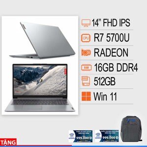 Laptop Lenovo Ideapad 1 14ALC7 82R30078VN - AMD Ryzen 5 5500U, 16GB RAM, SSD 512GB, AMD Radeon Graphics, 14 inch