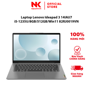 Laptop Lenovo IdeaPad 3 14IAU7 82RJ0019VN - Intel core i5-1235U, 8GB RAM, SSD 512GB, Intel Iris Xe Graphics, 14 inch