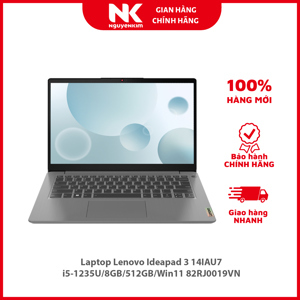 Laptop Lenovo IdeaPad 3 14IAU7 82RJ0019VN - Intel core i5-1235U, 8GB RAM, SSD 512GB, Intel Iris Xe Graphics, 14 inch