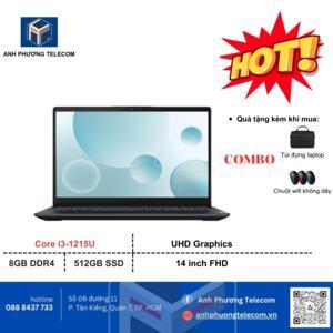 Laptop Lenovo IdeaPad 3 14IAU7 82RJ001AVN - Intel core i3-1215U, 8GB RAM, SSD 512GB, Intel UHD Graphics, 15.6 inch