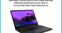Laptop LENOVO IdeaPad Gaming 3 (82K2010GVN) Đen AMD Ryzen 5-5600H (Up to 4.2Ghz, 19MB) RAM 8GB 512GB SSD NVIDIA GeForce RTX 3050