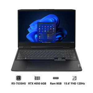 Laptop Lenovo IdeaPad Gaming 3 15ARH7 82SB00JUVN - AMD Ryzen 7 7535HS, 8GB RAM, SSD 512GB, Nvidia GeForce RTX 4050 6GB GDDR6, 15.6 inch