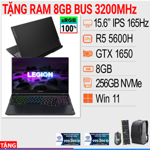 Laptop Lenovo Legion 5 15ACH6H 82JW00JPVN - AMD Ryzen 5-5600H, 8GB RAM, SSD 256GB, Nvidia GeForce GTX 1650 4GB GDDR6, 15.6 inch