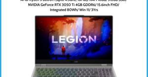 Laptop Lenovo Legion 5 15ARH7 82RE002WVN - AMD Ryzen 5-6600H, 16GB RAM, SSD 512GB, Nvidia GeForce RTX 3050 Ti 4GB GDDR6, 15.6 inch