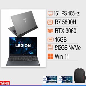 Laptop Lenovo Legion 5 Pro 16ACH6H 82JQ00S7VN - AMD Ryzen 7-5800H, 16GB RAM, SSD 512GB, Nvidia GeForce RTX 3060 6GB GDDR6, 16 inch