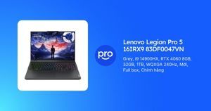 Laptop Lenovo Legion Pro 5 16IRX9 83DF0047VN - Intel core i9-14900HX, Ram 32GB, SSD 1TB, RTX 4060 8GB, 16 inch