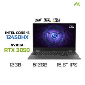 Laptop Lenovo LOQ 15IAX9 83GS001RVN - Intel core i5-12450HX, RAM 12GB, SSD 512GB, RTX 3050, 15.6 inch