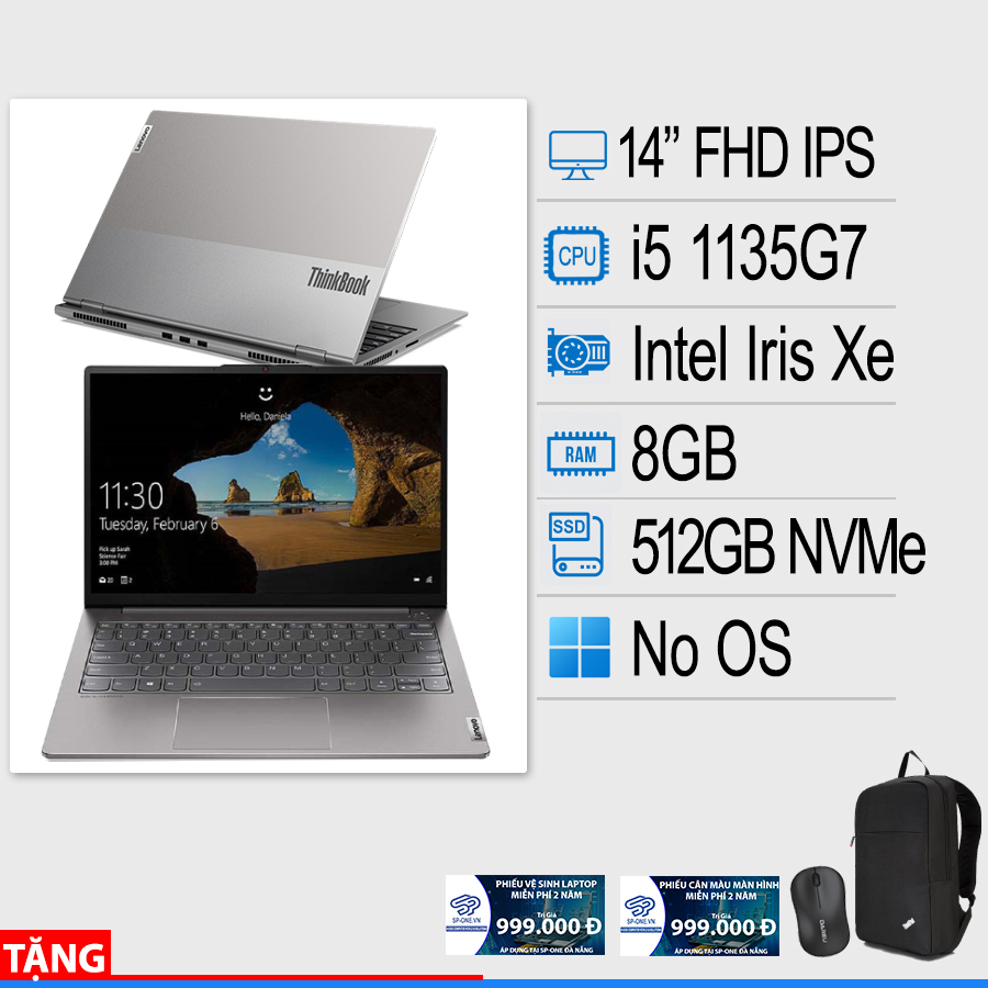 Laptop Lenovo ThinkBook 14 G2 ITL 20VD00Y0VN - Intel Core i5-1135G7, 8GB RAM, SSD 512GB, Intel Iris Xe Graphics, 14 inch