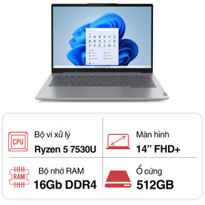 Laptop Lenovo ThinkBook 14 G6 ABP 21KJ005GVN - AMD Ryzen 5 7530U, 16GB RAM, SSD 512GB, AMD Radeon Graphics, 14 inch