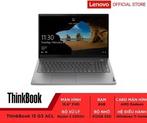 Laptop Lenovo ThinkBook 15 G3 ACL 21A400CHVN - AMD Ryzen 3 5300U, 8GB RAM, SSD 512GB, AMD Radeon Graphics, 15.6 inch