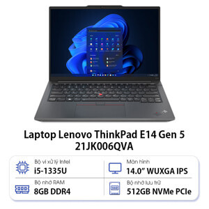 Laptop Lenovo Thinkpad E14 Gen 21JK006QVA - Intel Core i5-1335U, RAM 8GB, SSD 512GB, Intel Iris Xe Graphics, 14 inch