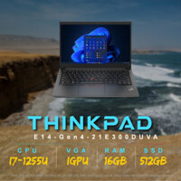 Laptop Lenovo ThinkPad E14 Gen4 21E300DUVA Chính Hãng (i7-1255U,512GB, 16 GB, 14″ FHD, IPS)