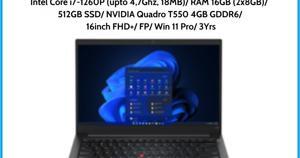 Laptop Lenovo ThinkPad P16s Gen 1 21BT0064VN - Intel Core i7-1260P, 16GB RAM, SSD 512GB, Nvidia Quadro T550 4GB GDDR6, 16 inch