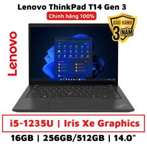 Laptop Lenovo Thinkpad T14 Gen 3 - Intel core i5-1235U, 16GB RAM, SSD 512GB, Intel Iris Xe Graphics, 14 inch