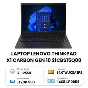 Laptop Lenovo Thinkpad X1 Carbon Gen 10 21CBS15Q00 - Intel Core i7-1255U, 16GB RAM, SSD 512GB, Intel Iris Xe Graphics, 14 inch