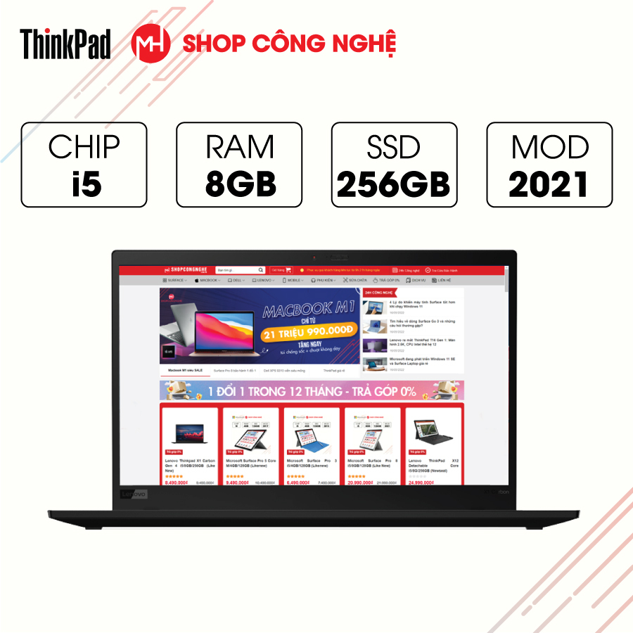 Laptop Lenovo ThinkPad X1 Carbon Gen 9 - Intel core i7-1165G7, 16GB RAM, SSD 256GB, Intel Iris Xe Graphics, 14 inch