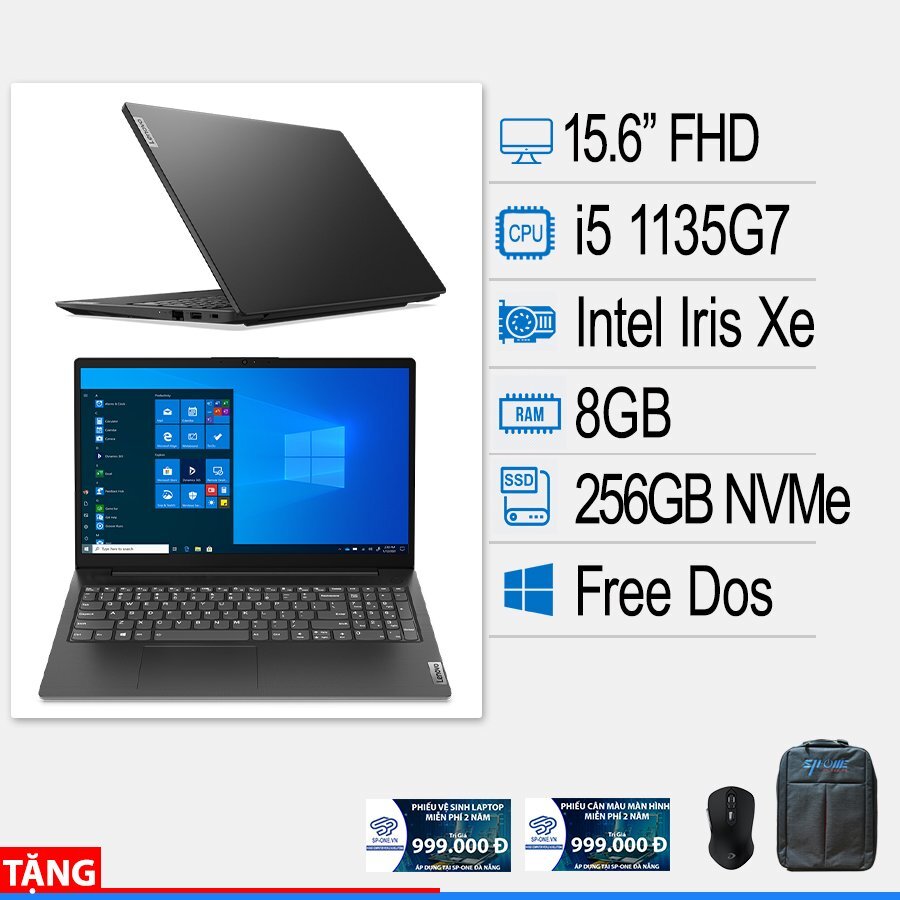 Laptop Lenovo V15 G2 ITL 82KB00CHVN - Intel Core i5-1135G7, 8GB RAM, SSD 256GB, Intel Iris Xe Graphics, 15.6 inch