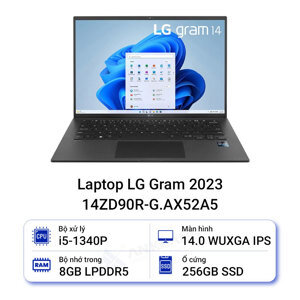Laptop LG Gram 2023 14ZD90R-G.AX52A5 - Intel Core i5-1340P, 8GB RAM, SSD 256GB, Intel Iris Xe Graphics, 14 inch