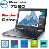 Laptop máy trạm Dell Precision 7520 Core i7-7820HQ, 16gb Ram, 256gb SSD M.2, vga Quadro M1200, 15.6″ Full HD IPS