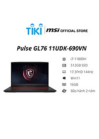 Laptop MSI Gaming Pulse GL76 11UDK 690VN (i7-11800H | 16GB | 512GB | RTX3050 Ti 4GB | 17.3 inch FHD 144Hz | Win 11 | Titanium Gray) – Hàng Chính Hãng