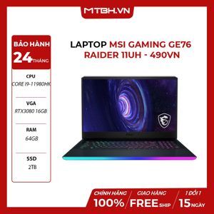 Laptop MSI GE76 Raider 11UH - Intel core i9-11980HK, 64GB RAM, SSD 2TB, Nvidia Geforce RTX 3080 16GB GDDR6, 17.3 inch