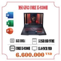 Laptop MSI GF63 Core i5-9300H Ram 16GB SSD 512GB 1TB GTX 1050 FHD Phím đèn
