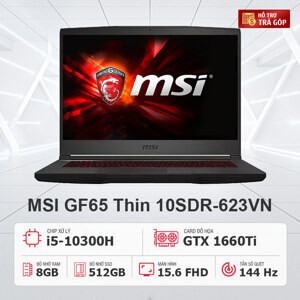 Laptop MSI GF65 Thin 10SDR-623VN - Intel Core i5-10300H, 8GB RAM, SSD 512GB, Intel UHD Graphics + Nvidia GeForce GTX 1660 Ti 6GB GDDR5, 15.6 inch