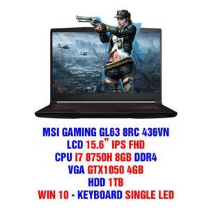 Laptop MSI GL63 8RC 436VN - Intel core i7, 8GB RAM, SSD 128GB + HDD 1TB, Nvidia GeForce GTX 1050 4GB GDDR5, 15.6 inch