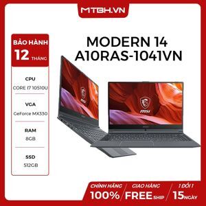 Laptop MSI Modern 14 A10RAS-1041VN - Intel Core i7-10510U, 8GB RAM, SSD 512GB, Nvidia GeForce MX330 2GB GDDR5 + Intel UHD Graphics, 14 inch
