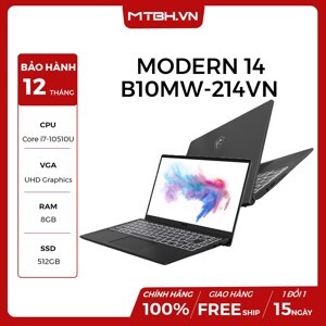 Laptop MSI Modern 14 B10MW-214VN - Intel Core i7-10510U, 8GB RAM, SSD 512GB, Intel UHD Graphics, 14 inch