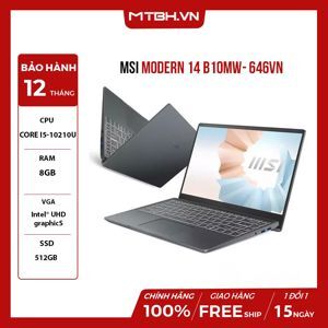 Laptop MSI Modern 14 B10MW 646VN - Intel Core i5-10210U, 8GB RAM, SSD 512GB, Intel UHD Graphics, 14 inch