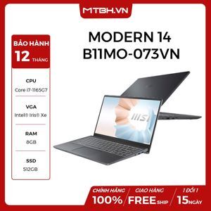 Laptop MSI Modern 14 B11M-073VN - Intel Core i7-1165G7, 8Gb RAM, SSD 512GB, Intel Iris Xe Graphics, 14 inch
