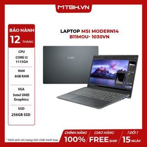 Laptop MSI Modern 14 B11MOU 1030VN - Intel Core i3-1115G4, 8GB RAM, SSD 256GB, Intel UHD Graphics, 14 inch