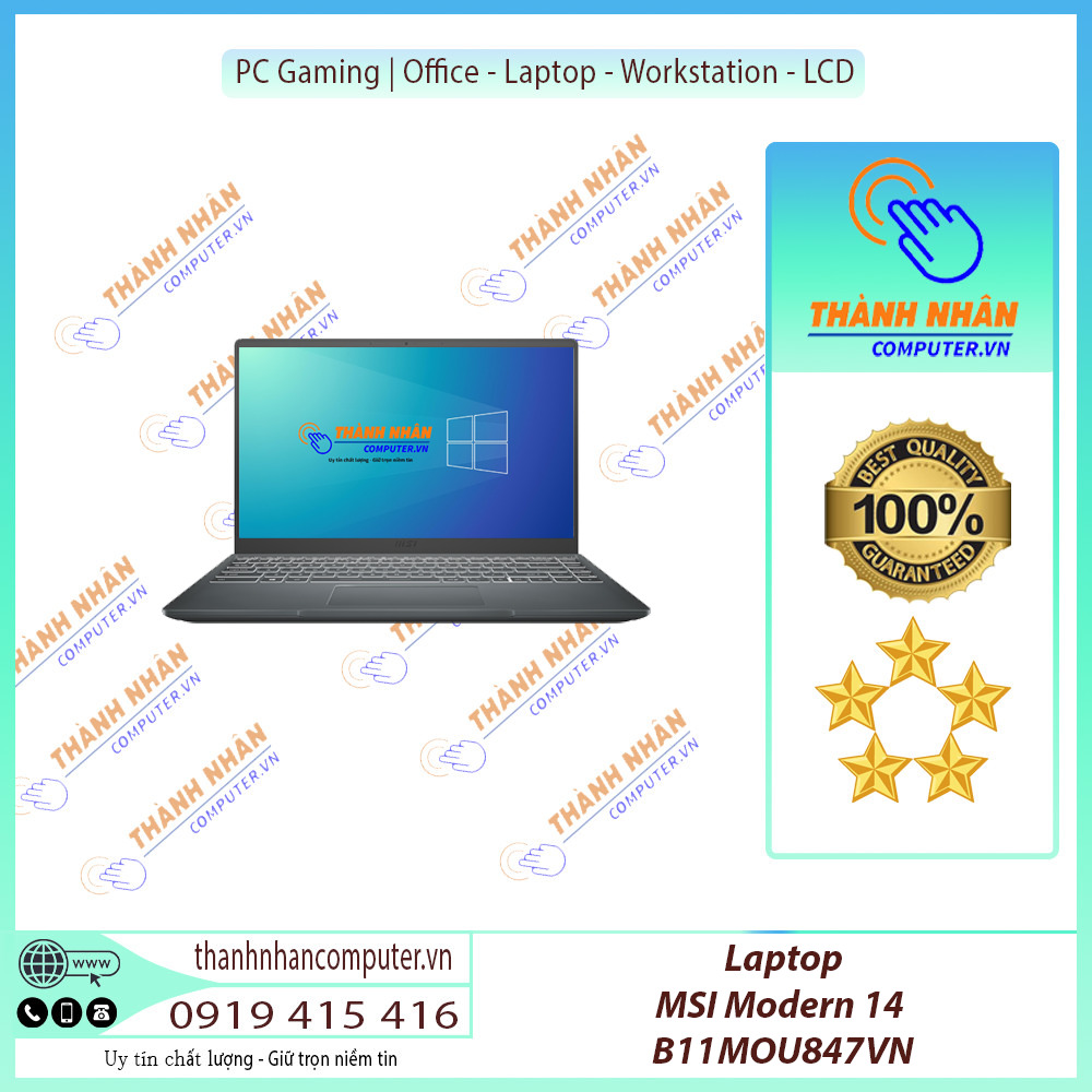 Laptop MSI Modern 14 B11MOU 847VN - Intel Core i7-1195G7, 8GB RAM, SSD 512GB, Intel Iris Xe Graphics, 14 inch