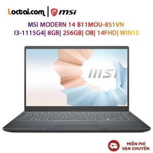 Laptop MSI Modern 14 B11MOU 851VN - Intel Core i3-1115G4, 8GB RAM, SSD 256GB, Intel UHD Graphics, 14 inch