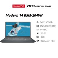 Laptop MSI Modern 14 B5M-204VN (R5-5500U/8GB DDR4/SSD 512GB PCIe/VGA Onboard/14.1 FHD IPS /Win11/Carbon Gray