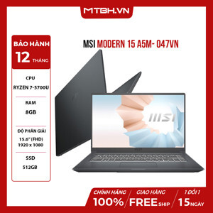Laptop MSI Modern 15 (A5M-047VN) - AMD R7 5700U, RAM 8GB, 512GB SSD, 15.6 inch