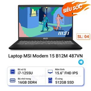 Laptop MSI Modern 15 B12M 487VN - Intel core i7-1255U, 16GB RAM, SSD 512GB, Intel Iris Xe Graphics, 15.6 inch