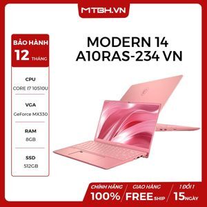 Laptop MSI Prestige 14 A10RAS 234VN - Intel core i7-10510U, 8GB RAM, SSD 512GB, Nvidia Geforce MX330 2GB, 14 inch