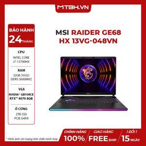 Laptop MSI Raider GE68 HX 13VG 048VN - Intel Core i7-13700HX, 32GB RAM, SSD 2TB, Nvidia GeForce RTX 4070 8GB GDDR6, 16 inch
