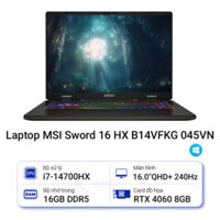 LAPTOP MSI SWORD 16 HX B14VFKG 045VN (Intel Core i7-14700HX, RAM 16GB DDR5, SSD 1TB PCle, RTX 4060 8GB, Màn Hình 16.0inch QHD + 240Hz, Windows 11)