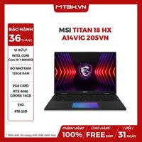 LAPTOP MSI TITAN 18 HX A14VIG 205VN Core i9-14900HX | RTX 4090 GDDR6 16GB | 128GB RAM | 4TB SSD | 18" UHD(3840x2160) 120Hz Mini LED | Win 11 | Core Black