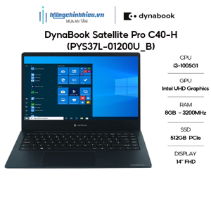 Laptop Toshiba Dynabook Satellite Pro C40-H PYS37L 01200U B - Intel Core i3-1005G1, RAM 8GB, SSD 512GB, Intel UHD Graphics, 14 inch