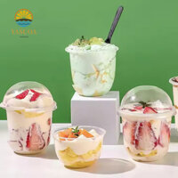 Larchlo 50 Chiếc Cốc Bánh Dùng Một Lần, Cốc Kem Trong Suốt Hình Chữ U, Đa Năng 250 / 360 / 500ML Có Nắp Vòm Nhựa Tráng Miệng Cốc Thạch