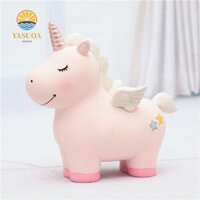Larchlo Rainbow Unicorn Piggy Bank, Hộp tiền gửi kỳ lân dễ thương tinh tế, Phim hoạt hình sáng tạo Đồ trang trí kỳ lân bằng nhựa độc đáo Đồ chơi trẻ em