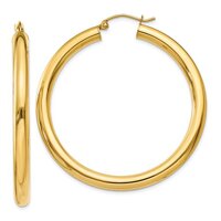 Large 14K Gold Thick Tube Hoop Earrings w/Click-Down Clasp, (4mm Tube)