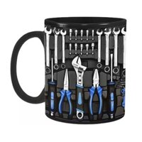 Large Ceramic Coffee Mug, Mechanic Toolbox Set Mug 350ML Milk Cup Gift -BLACK