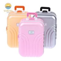 Larglo Nhà Búp Bê Vali Thu Nhỏ, Trang Trí Cảnh Mini Thân Cây Di Động Thu Nhỏ, Nhà Búp Bê Da Vali Bạc Hồng Vintage Búp Bê Hộp Hành Lý Mô Hình Nhà Chơi Đồ Chơi